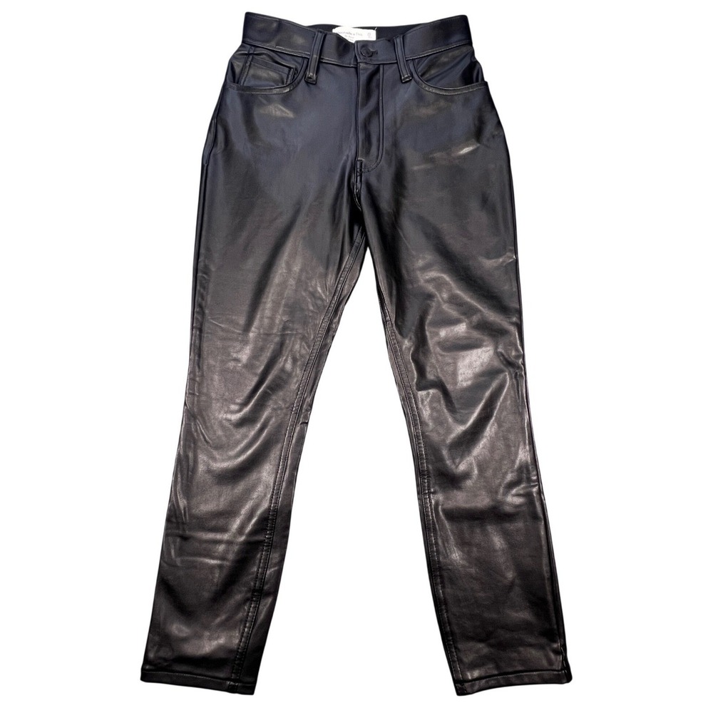 Abercrombie & Fitch Black Curve Love High Rise Skinny Faux Leather Pants Women 0